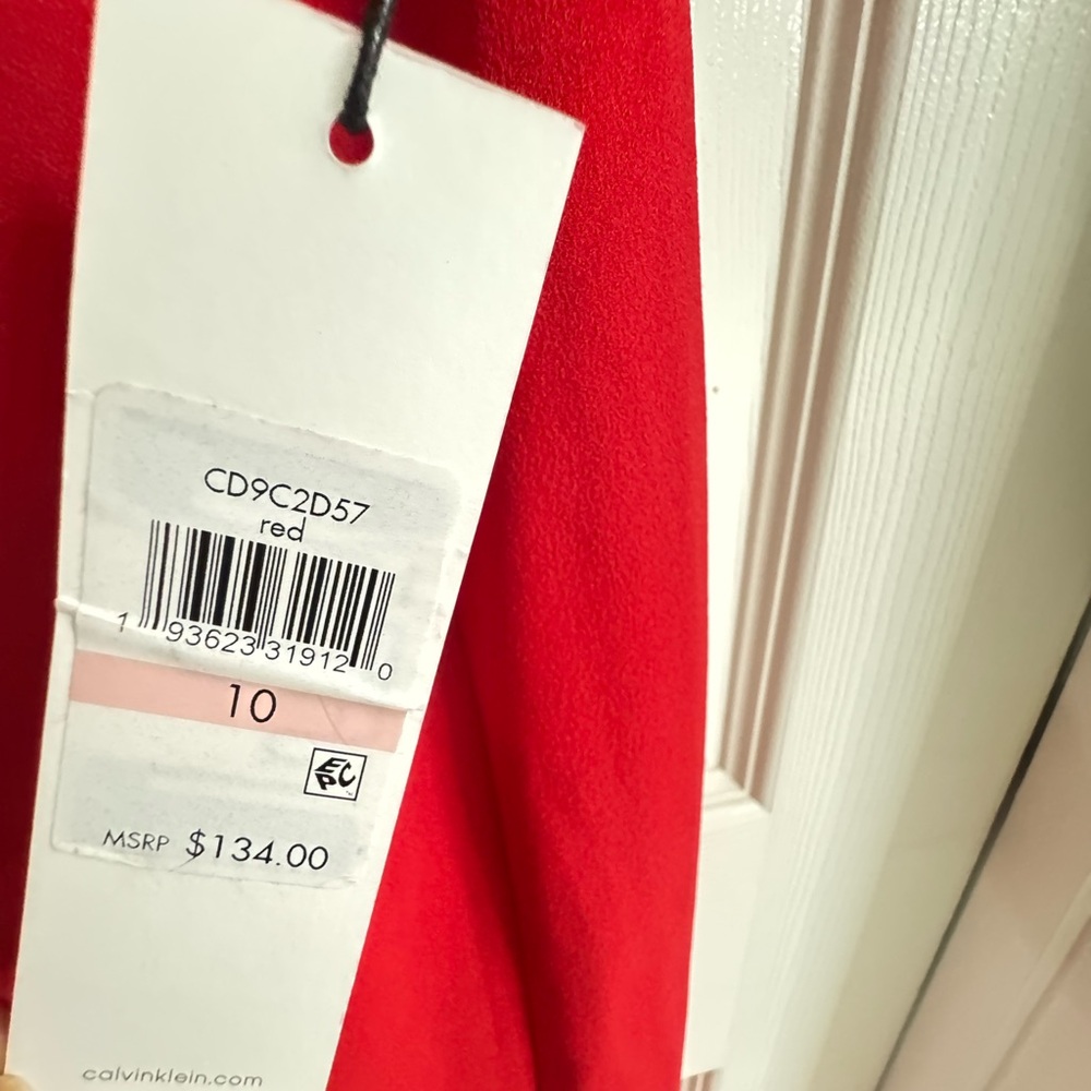 Calvin Klein Vibrant Red Long Sleeve Dress - Picture 2 of 4